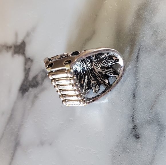 Silver Tone & Turquoise Stone Stretch Band Ring 💥3 for $24💥 - Picture 8 of 17